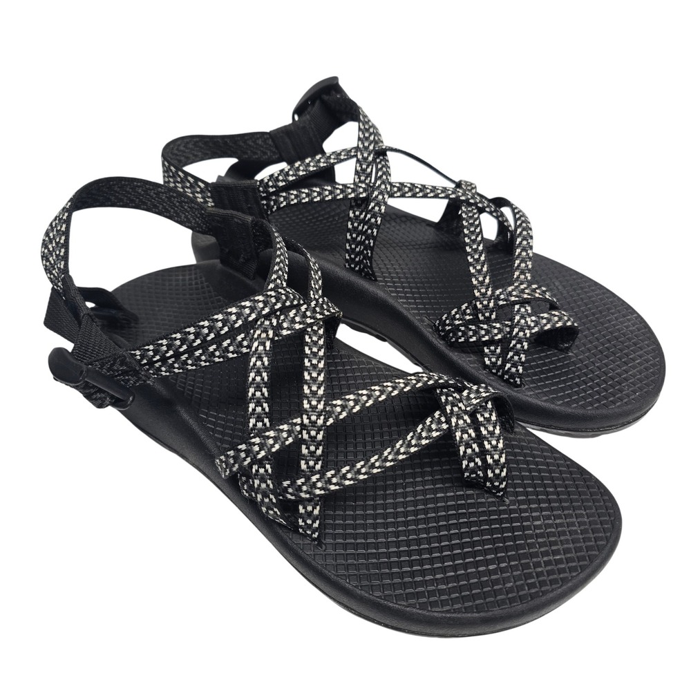 Chaco Z Cloud 2 Sandals Womens 10 Black White Strappy Toe Loop Athletic Hiking